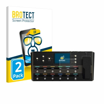 Front side of a product packaging with the brand logo BROTECT. Next to it is the device Headrush Prime shown with the correspo