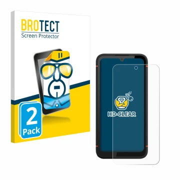 Front side of a product packaging with the brand logo BROTECT. Next to it is the device Gigaset GX4 Pro shown with the corresp