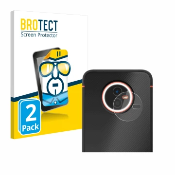 Front side of a product packaging with the brand logo BROTECT. Next to it is the device Gigaset GX4 Pro (ONLY Camera Lens) sho