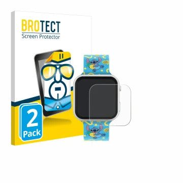 Front side of a product packaging with the brand logo BROTECT. Next to it is the device Disney Stitch LAS4038 shown with the c