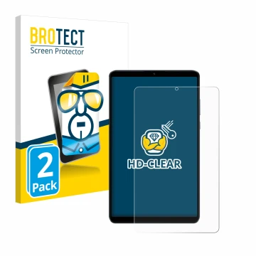 Front side of a product packaging with the brand logo BROTECT. Next to it is the device Xiaomi Redmi Pad SE 8.7 4G shown with 