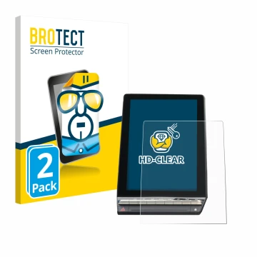 Front side of a product packaging with the brand logo BROTECT. Next to it is the device Renault Capture 2024 10,4