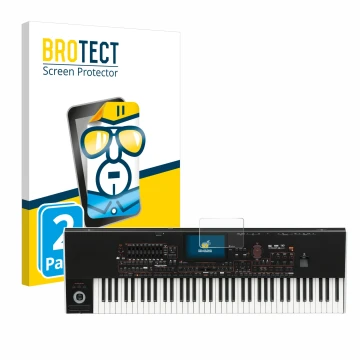 Front side of a product packaging with the brand logo BROTECT. Next to it is the device KORG Pa4x shown with the corresponding
