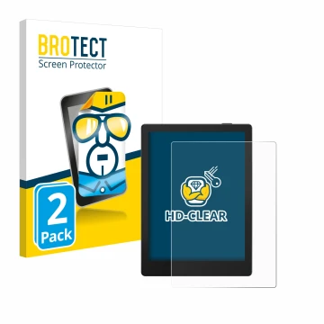 Front side of a product packaging with the brand logo BROTECT. Next to it is the device Boox Go 6 shown with the corresponding