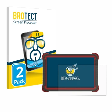 Front side of a product packaging with the brand logo BROTECT. Next to it is the device Thinktool Master 2 shown with the corr