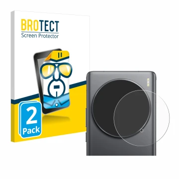 Front side of a product packaging with the brand logo BROTECT. Next to it is the device Vivo X100 Ultra (ONLY Camera Lens) sho
