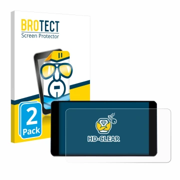 Front side of a product packaging with the brand logo BROTECT. Next to it is the device Zontes 350E shown with the correspondi