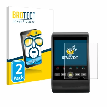 Front side of a product packaging with the brand logo BROTECT. Next to it is the device VIOFO A229 PRO shown with the correspo