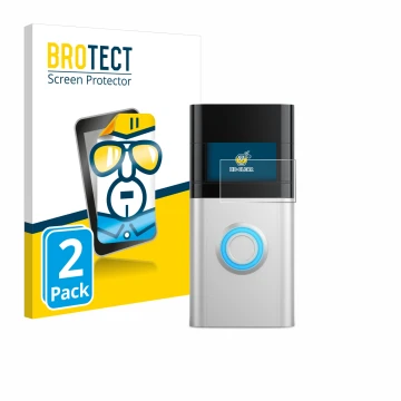 Front side of a product packaging with the brand logo BROTECT. Next to it is the device Ring Video Doorbell 3 Plus shown with 