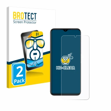 Front side of a product packaging with the brand logo BROTECT. Next to it is the device Doogee N50 Pro shown with the correspo