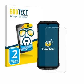 Front side of a product packaging with the brand logo BROTECT. Next to it is the device Doogee V Max Plus shown with the corre