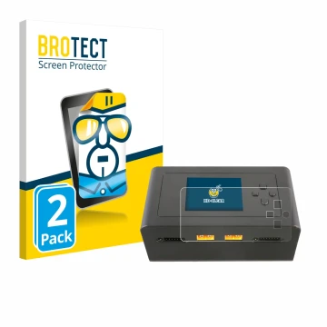 Front side of a product packaging with the brand logo BROTECT. Next to it is the device Gens Ace IMARS D300 shown with the cor