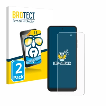 Front side of a product packaging with the brand logo BROTECT. Next to it is the device Hotwav Note 12 shown with the correspo