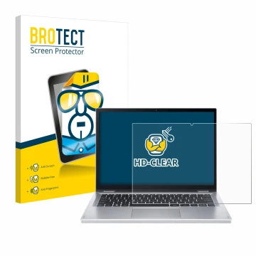 Front side of a product packaging with the brand logo BROTECT. Next to it is the device Acer Aspire 3 Spin A3SP14 shown with t