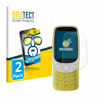 Front side of a product packaging with the brand logo BROTECT. Next to it is the device Nokia 3210 shown with the correspondin