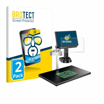 Front side of a product packaging with the brand logo BROTECT. Next to it is the device Tomlov TM4K-AF-MAX shown with the corr