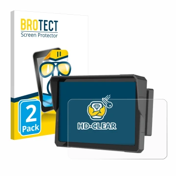Front side of a product packaging with the brand logo BROTECT. Next to it is the device Carpuride W702B Pro 7