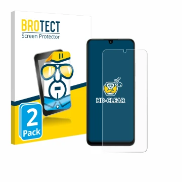 Front side of a product packaging with the brand logo BROTECT. Next to it is the device Xiaomi Poco C75 shown with the corresp