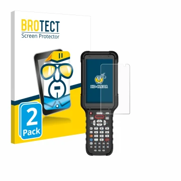 Front side of a product packaging with the brand logo BROTECT. Next to it is the device Honeywell CK67 shown with the correspo