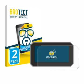 Front side of a product packaging with the brand logo BROTECT. Next to it is the device Suzuki V-Strom 800DE 2024 shown with t