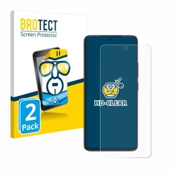 Front side of a product packaging with the brand logo BROTECT. Next to it is the device Xiaomi Redmi K80 Pro shown with the co