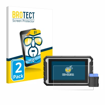 Front side of a product packaging with the brand logo BROTECT. Next to it is the device ArtiDiag 900BT shown with the correspo