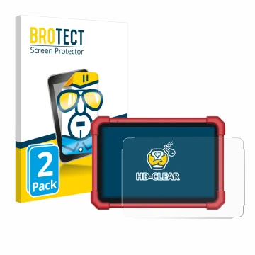 Front side of a product packaging with the brand logo BROTECT. Next to it is the device Launch X-431 Euro Link shown with the 