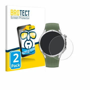 Front side of a product packaging with the brand logo BROTECT. Next to it is the device OnePlus Watch 3 shown with the corresp