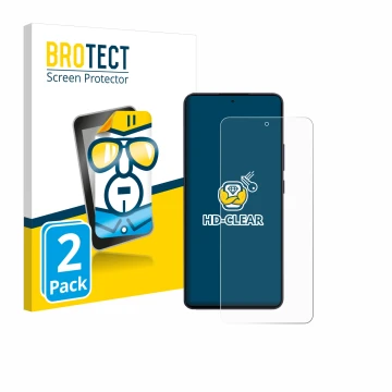 Front side of a product packaging with the brand logo BROTECT. Next to it is the device Oppo Reno 13 F shown with the correspo