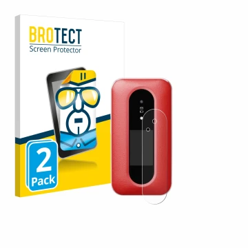 Front side of a product packaging with the brand logo BROTECT. Next to it is the device Doro Leva L30 (Outer display) shown wi