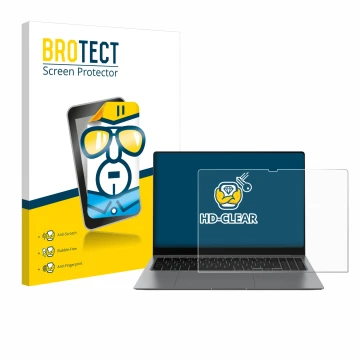 Front side of a product packaging with the brand logo BROTECT. Next to it is the device Samsung Galaxy Book5 Pro 16