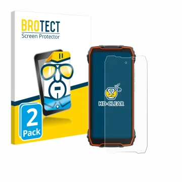 Front side of a product packaging with the brand logo BROTECT. Next to it is the device Blackview Oscal Pilot 1 shown with the