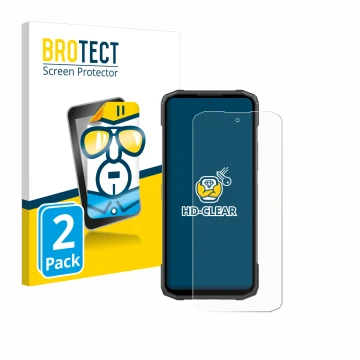 Front side of a product packaging with the brand logo BROTECT. Next to it is the device Doogee Blade 10 Power shown with the c