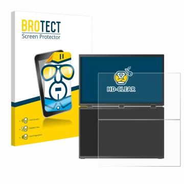 Front side of a product packaging with the brand logo BROTECT. Next to it is the device Uperfect UStation Delta Max 18.5