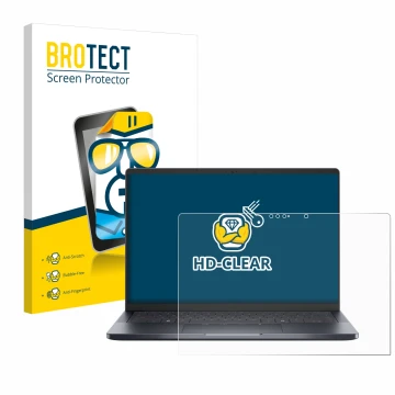 Front side of a product packaging with the brand logo BROTECT. Next to it is the device Dell Pro 14 Premium PA14250 Touch show