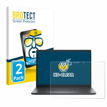 Front side of a product packaging with the brand logo BROTECT. Next to it is the device Dell Pro 13 Premium shown with the cor