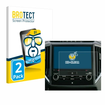 Front side of a product packaging with the brand logo BROTECT. Next to it is the device Subaru Forester 2022-2024 8