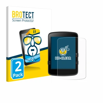 Front side of a product packaging with the brand logo BROTECT. Next to it is the device Bryton Rider 17 shown with the corresp