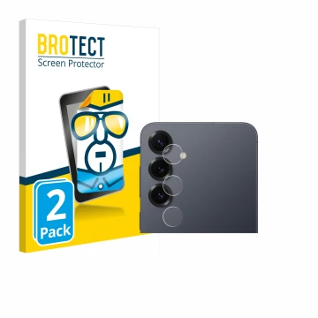 Front side of a product packaging with the brand logo BROTECT. Next to it is the device Samsung Galaxy S25 Plus (ONLY Camera L