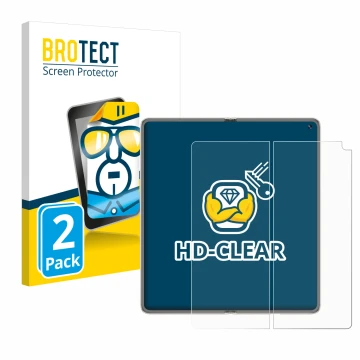 Front side of a product packaging with the brand logo BROTECT. Next to it is the device Huawei Mate X6 (Inner display) shown w