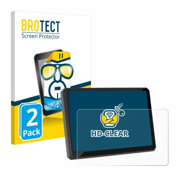 Front side of a product packaging with the brand logo BROTECT. Next to it is the device Carpuride W502BS 5
