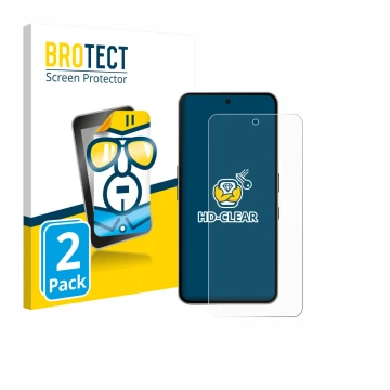 Front side of a product packaging with the brand logo BROTECT. Next to it is the device Nothing Phone (3a) Pro shown with the 