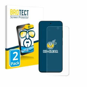 Front side of a product packaging with the brand logo BROTECT. Next to it is the device ZTE Blade V70 shown with the correspon