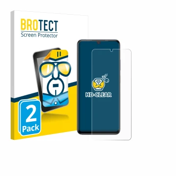 Front side of a product packaging with the brand logo BROTECT. Next to it is the device ZTE Blade V70 Max shown with the corre