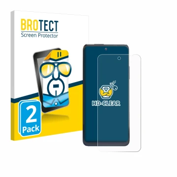 Front side of a product packaging with the brand logo BROTECT. Next to it is the device Thuraya One shown with the correspondi