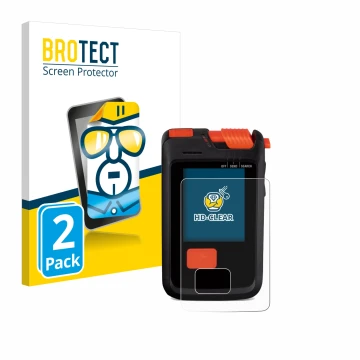 Front side of a product packaging with the brand logo BROTECT. Next to it is the device Mammut Barryvox S2 shown with the corr