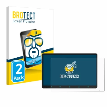 Front side of a product packaging with the brand logo BROTECT. Next to it is the device Joying Car Radio 11.6