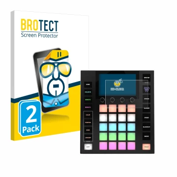 Front side of a product packaging with the brand logo BROTECT. Next to it is the device Wolfmix W1 MK2 shown with the correspo