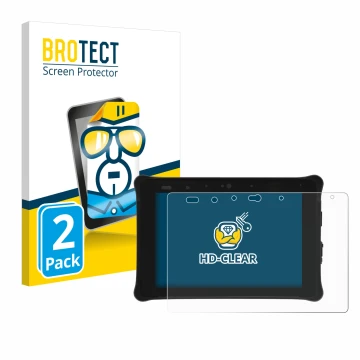 Front side of a product packaging with the brand logo BROTECT. Next to it is the device Leica iCON CC180 shown with the corres