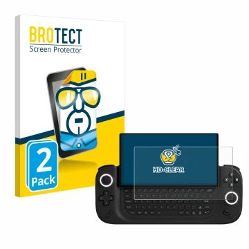Front side of a product packaging with the brand logo BROTECT. Next to it is the device Antec Core HS shown with the correspon